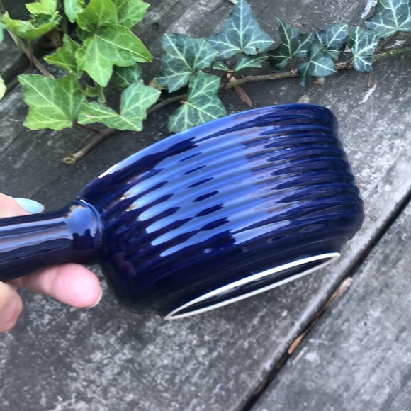 Bowl Soup Cereal Bistro Bright Blue Cobalt Stoneware 3 x 5 Inches - Picture 3 of 5